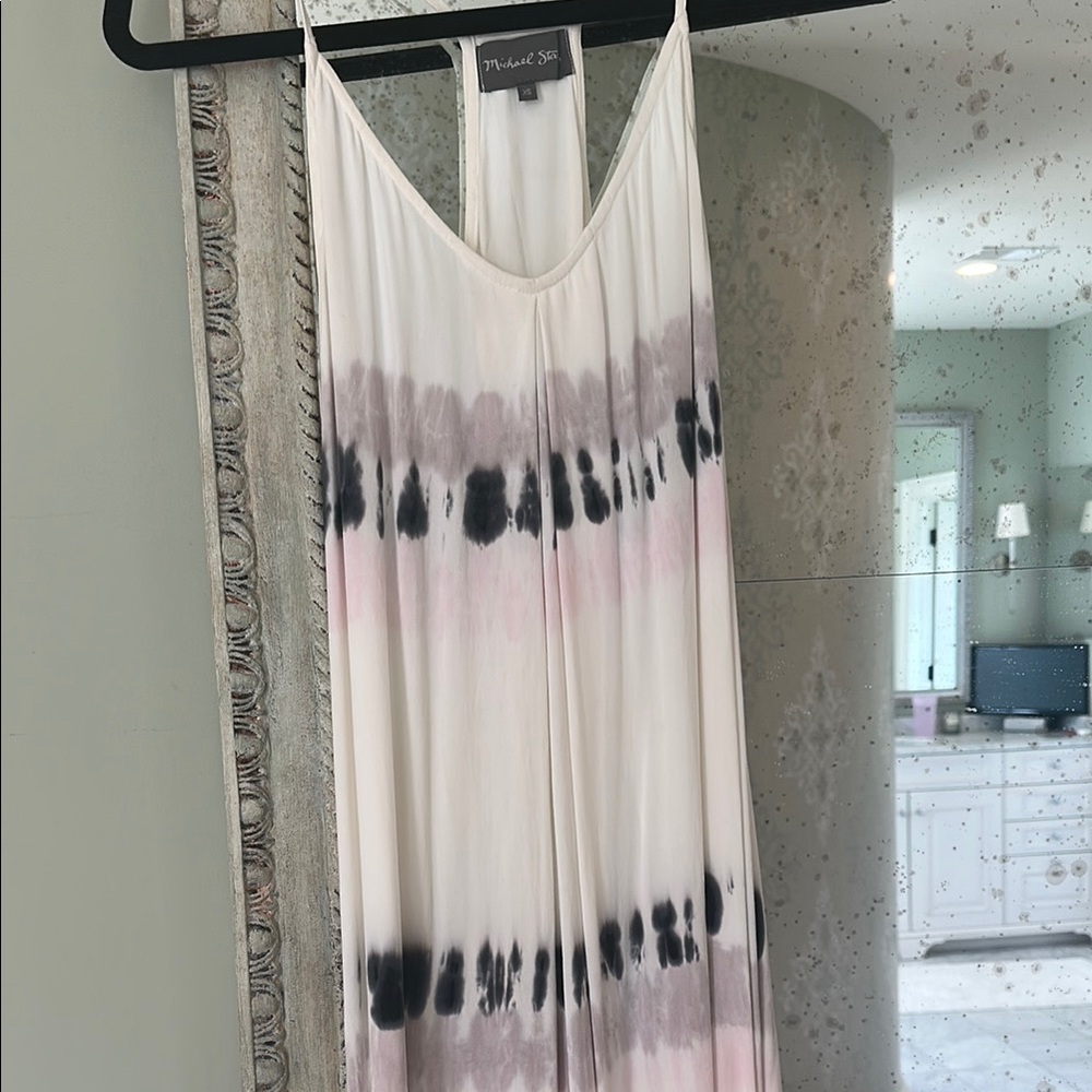 Michael Stars White and Black Tie-Dye Maxi Dress